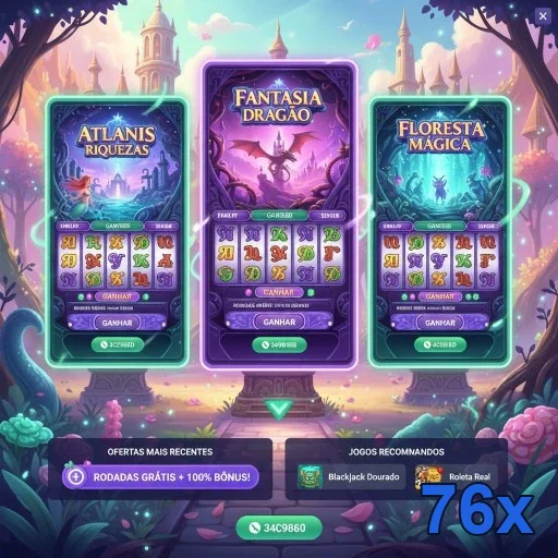 Tela do aplicativo 76x com jogos de cassino ao vivo.