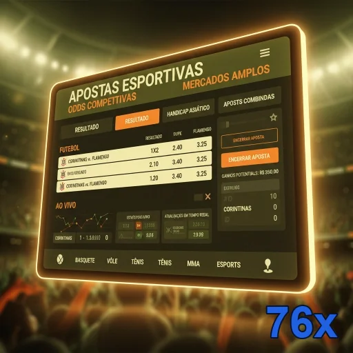 Tela de apostas esportivas no 76x com odds competitivas.