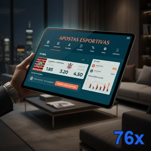 Interface de apostas esportivas da 76x em tablet.
