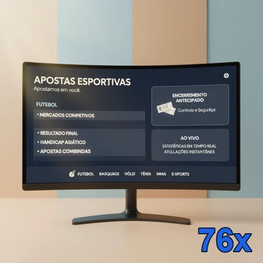 Interface do app 76x para apostas esportivas em dispositivos móveis.