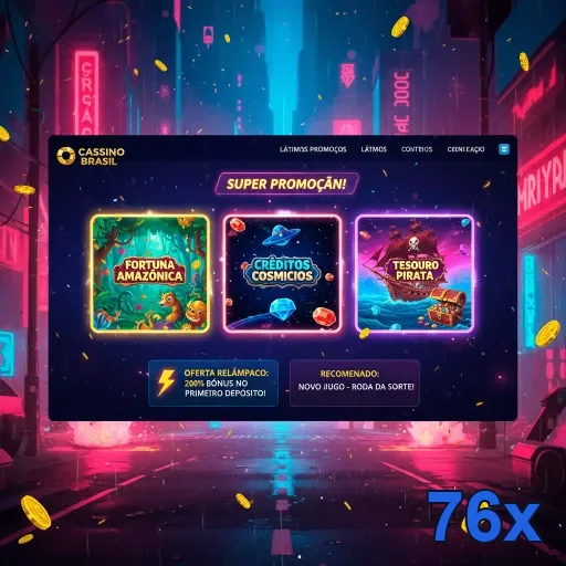 Tela de promoções de jogos de cassino ao vivo no 76x.