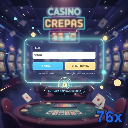 Tela de login do casino 76x com elementos de jogos.