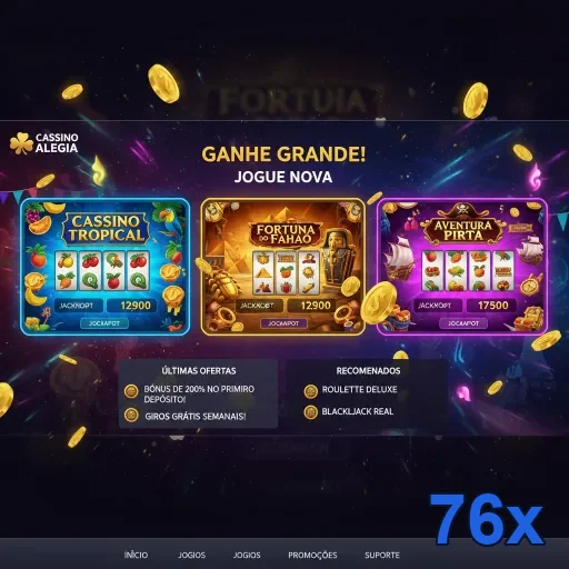 Tela de jogos de slots com jackpots no site 76x.