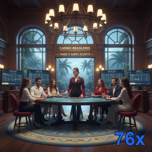 Jogadores interagem em mesa VIP no cassino 76x.