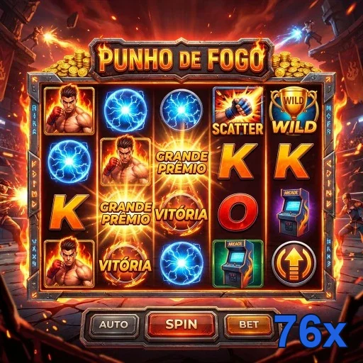 Tela do jogo Punho de Fogo no 76x, destacando segurança.