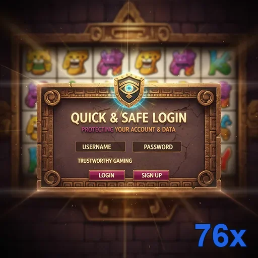 Tela de login rápida e segura da plataforma 76x.