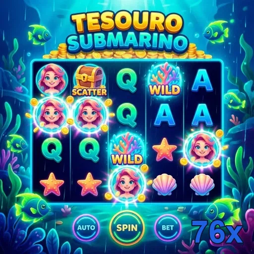 Jogo Tesouro Submarino do aplicativo 76x com gráficos coloridos.