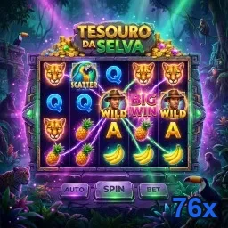 Interface do slot Tesouro da Selva no site 76x.