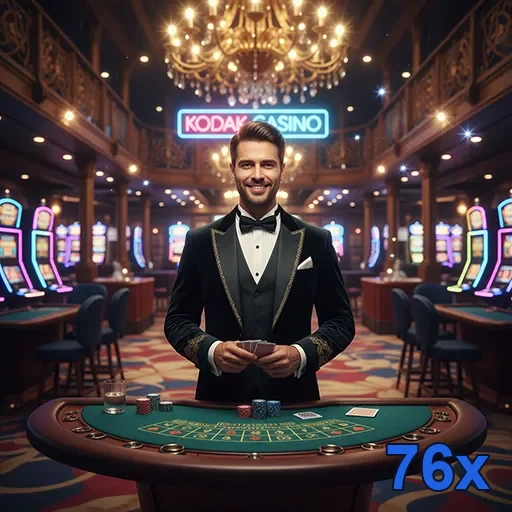Dealer profissional em ambiente de cassino no 76x.